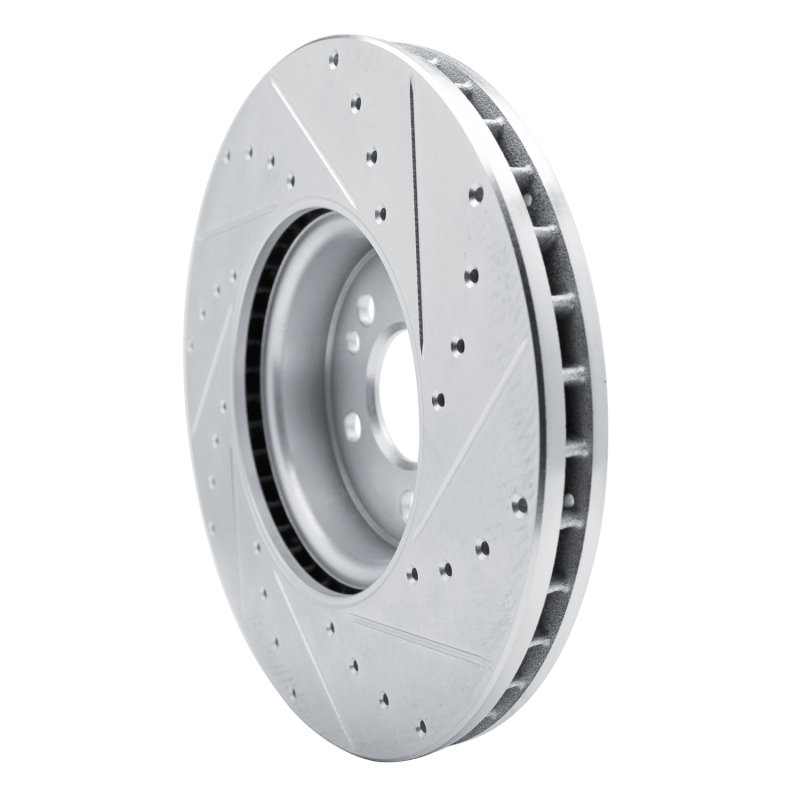 Mercedes-Benz GLE350 Brake Rotor (1) - Front Left - R1 Concepts - Drilled & Slotted - Silver - `20-`23